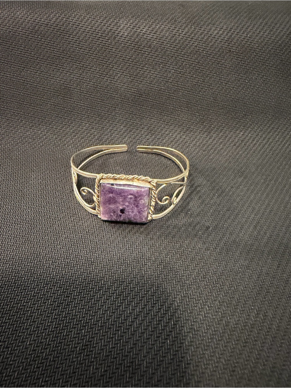 Silver-Tone Bracelet with Purple Stone Cuff